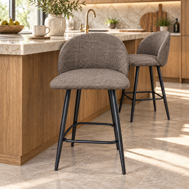 Leo Crescent Bar Stool – Mello 34 - Taupe Brown – kitchen lifestyle