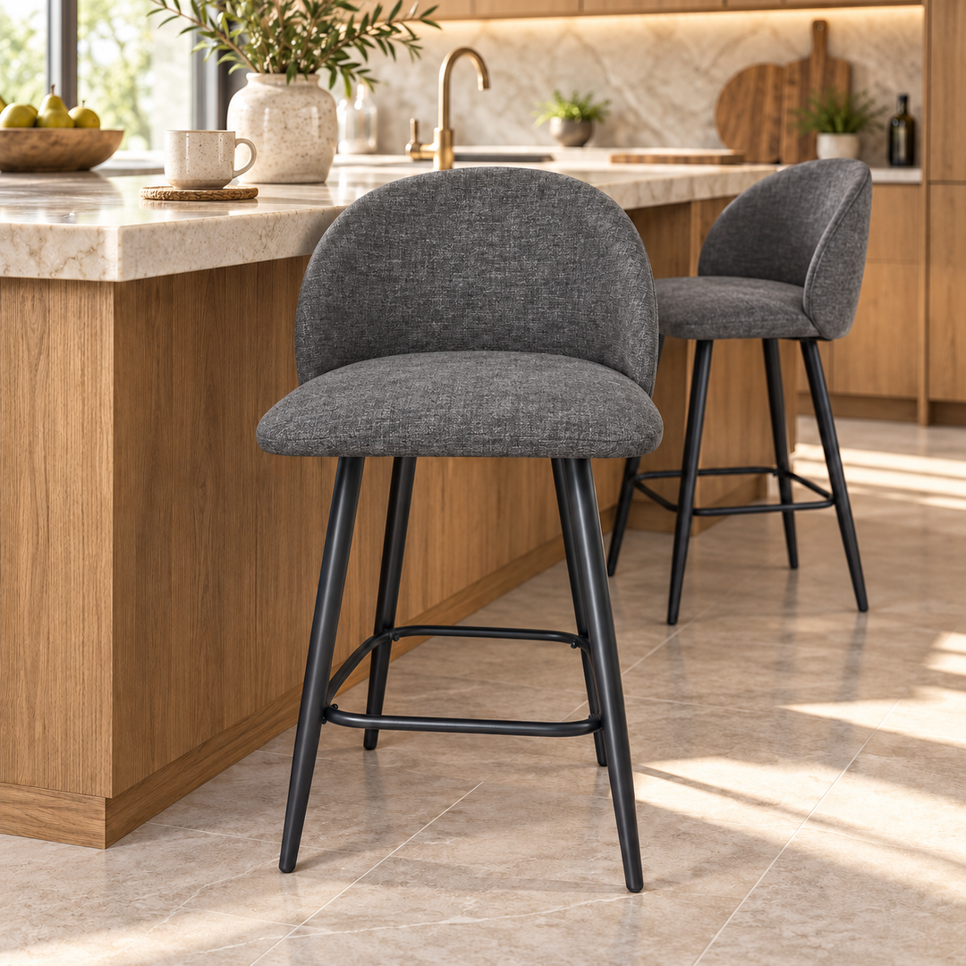 Leo Crescent Bar Stool – Mello 10 - Grey – kitchen lifestyle