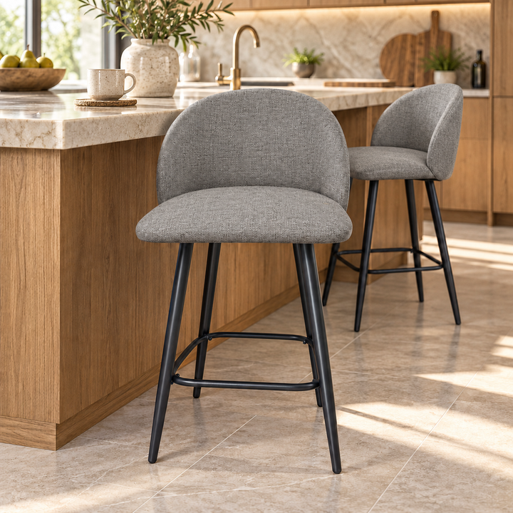 Leo Crescent Bar Stool – Mora 14 - Grey – kitchen lifestyle