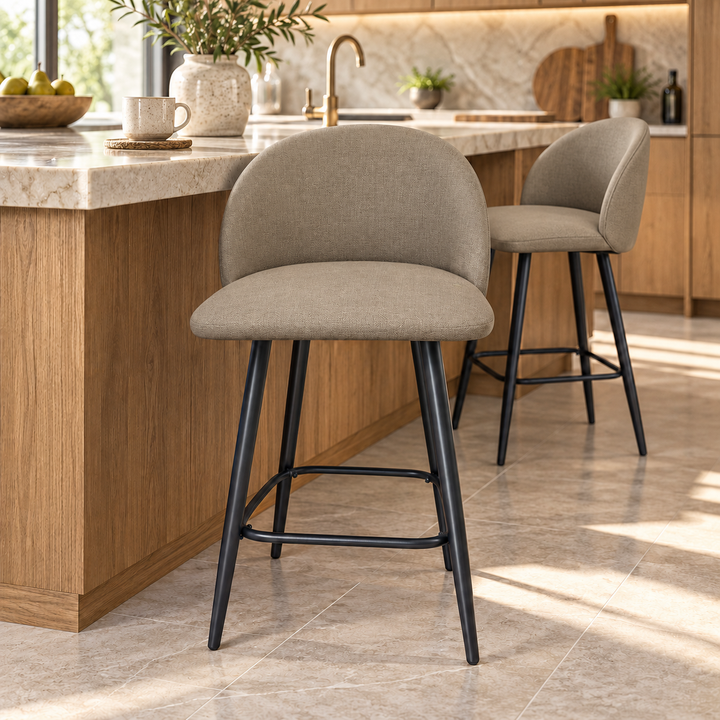 Leo Crescent Bar Stool – Mora 68 - Mustard Gold – kitchen lifestyle