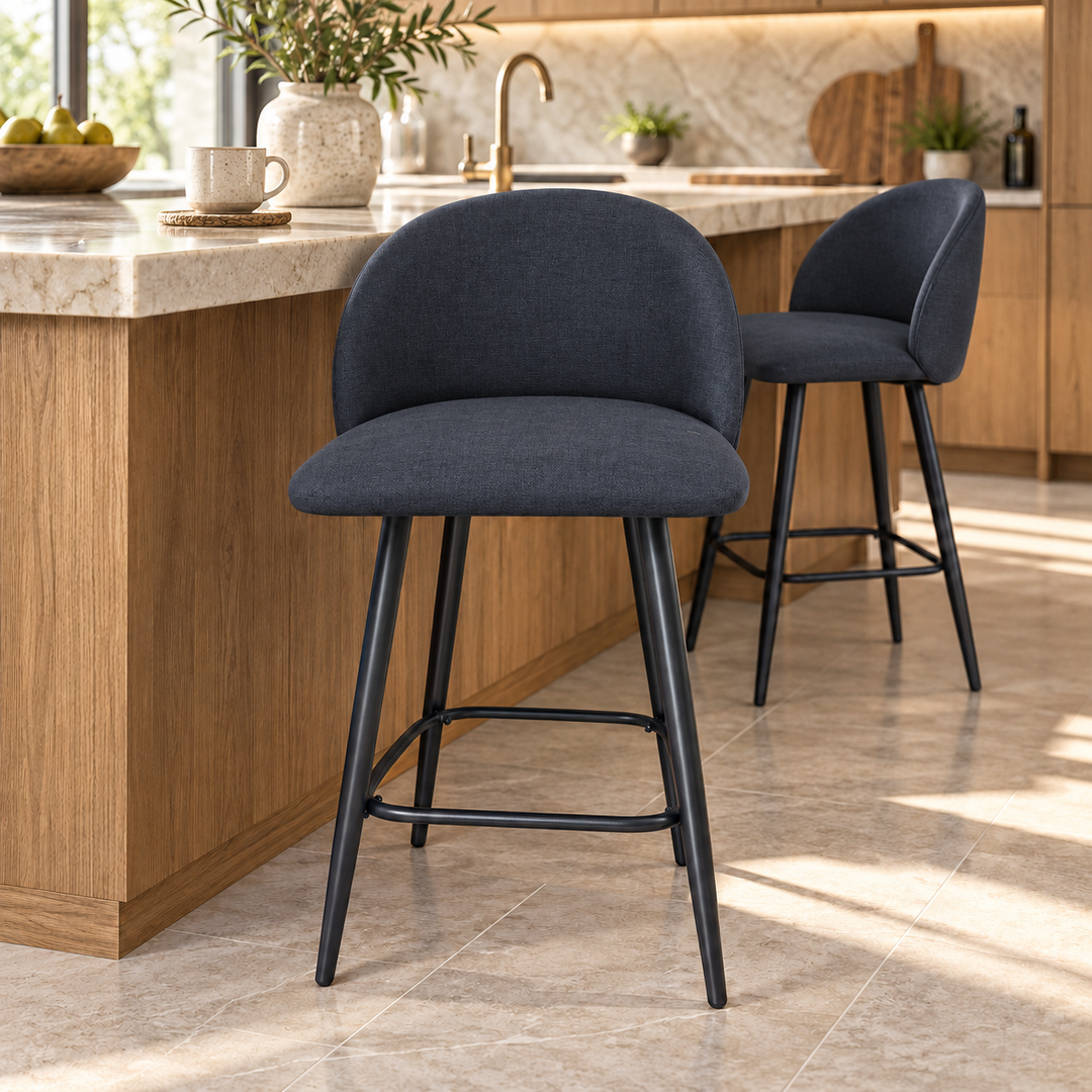 Leo Crescent Bar Stool – Lins 88 - Indigo Navy – kitchen lifestyle