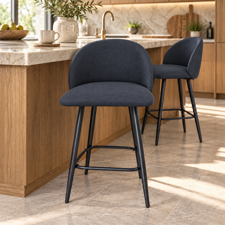 Leo Crescent Bar Stool – Lins 88 - Indigo Navy – kitchen lifestyle