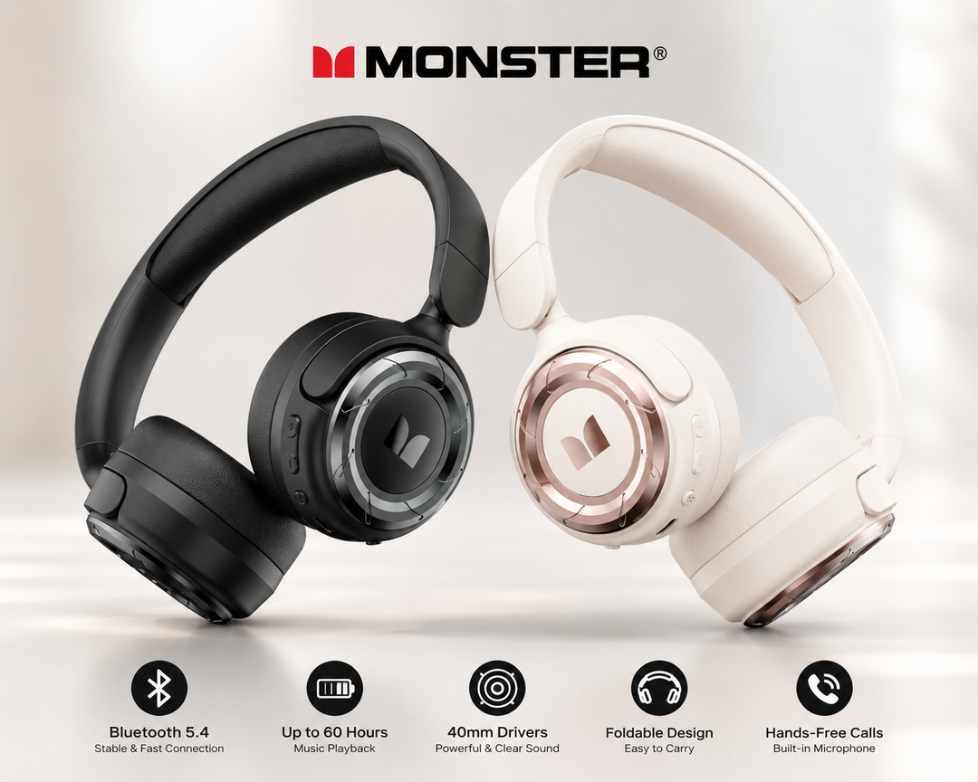 Monster MQH08 Bluetooth Wireless Headset Foldable Handsfree Headphones