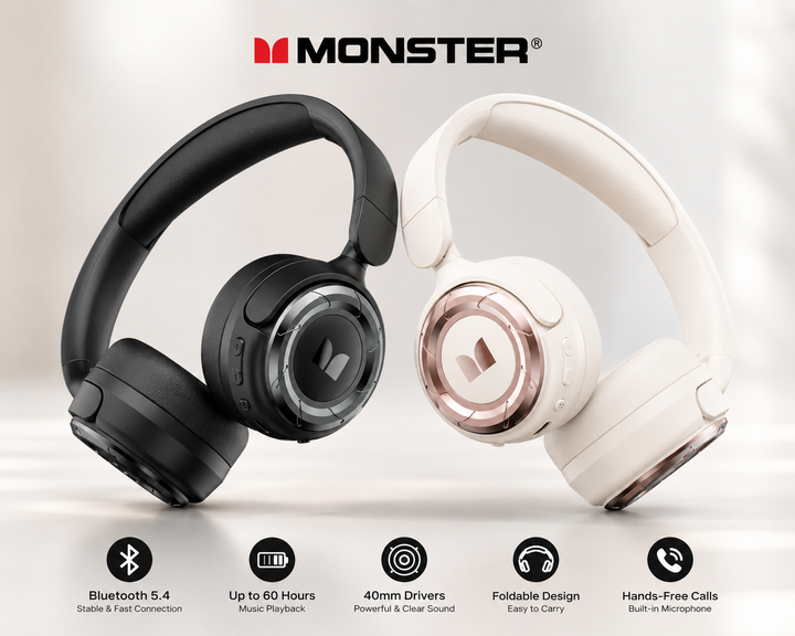 Monster MQH08 Bluetooth Wireless Headset Foldable Handsfree Headphones