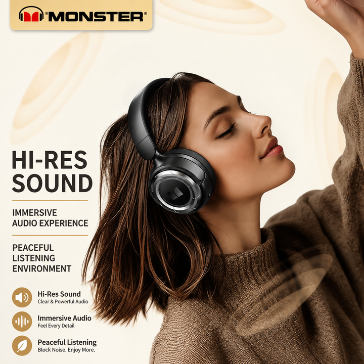 Monster MQH08 Bluetooth Wireless Headset Foldable Handsfree Headphones