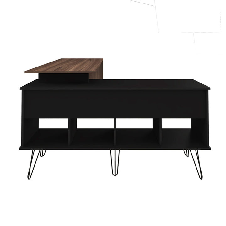 Mossoro L-Shaped Desk, Black / Ipe