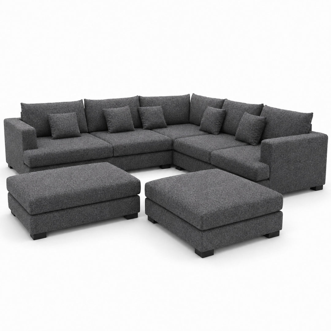 Sofa 02 Custom Upholstery Corner Sofa with 2 Ottomans