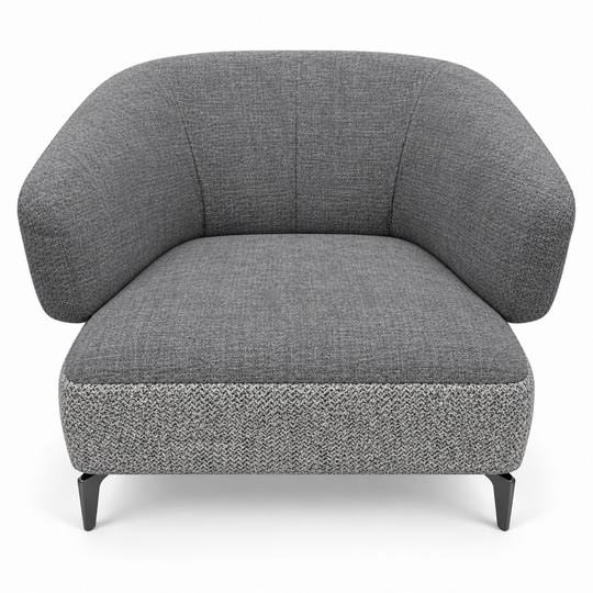 Ruby combination 1: top and curved back/arms monelli-10-charcoal-grey; lower base mora-14-grey. Upholstery visualisation.