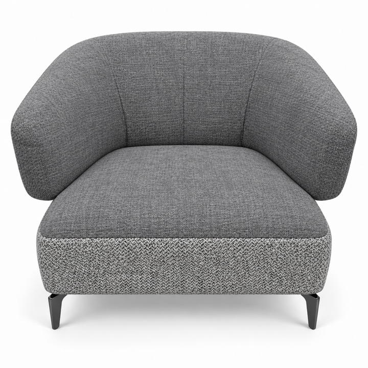 Ruby combination 1: top and curved back/arms monelli-10-charcoal-grey; lower base mora-14-grey. Upholstery visualisation.