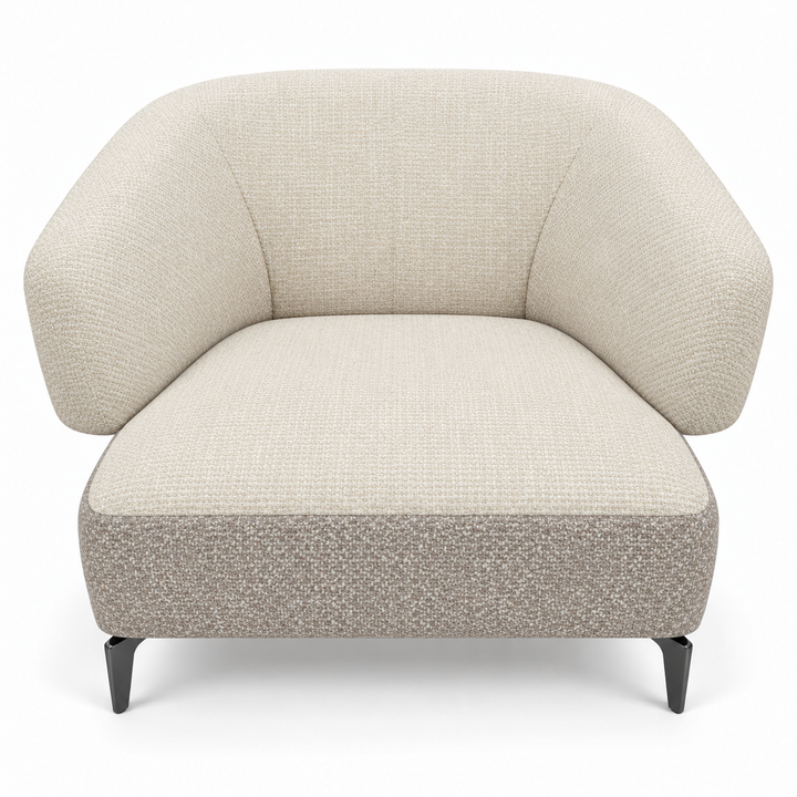 Ruby combination 4: top and curved back/arms monelli-23-warm-ivory; lower base mora-24-light-greige. Upholstery visualisation.