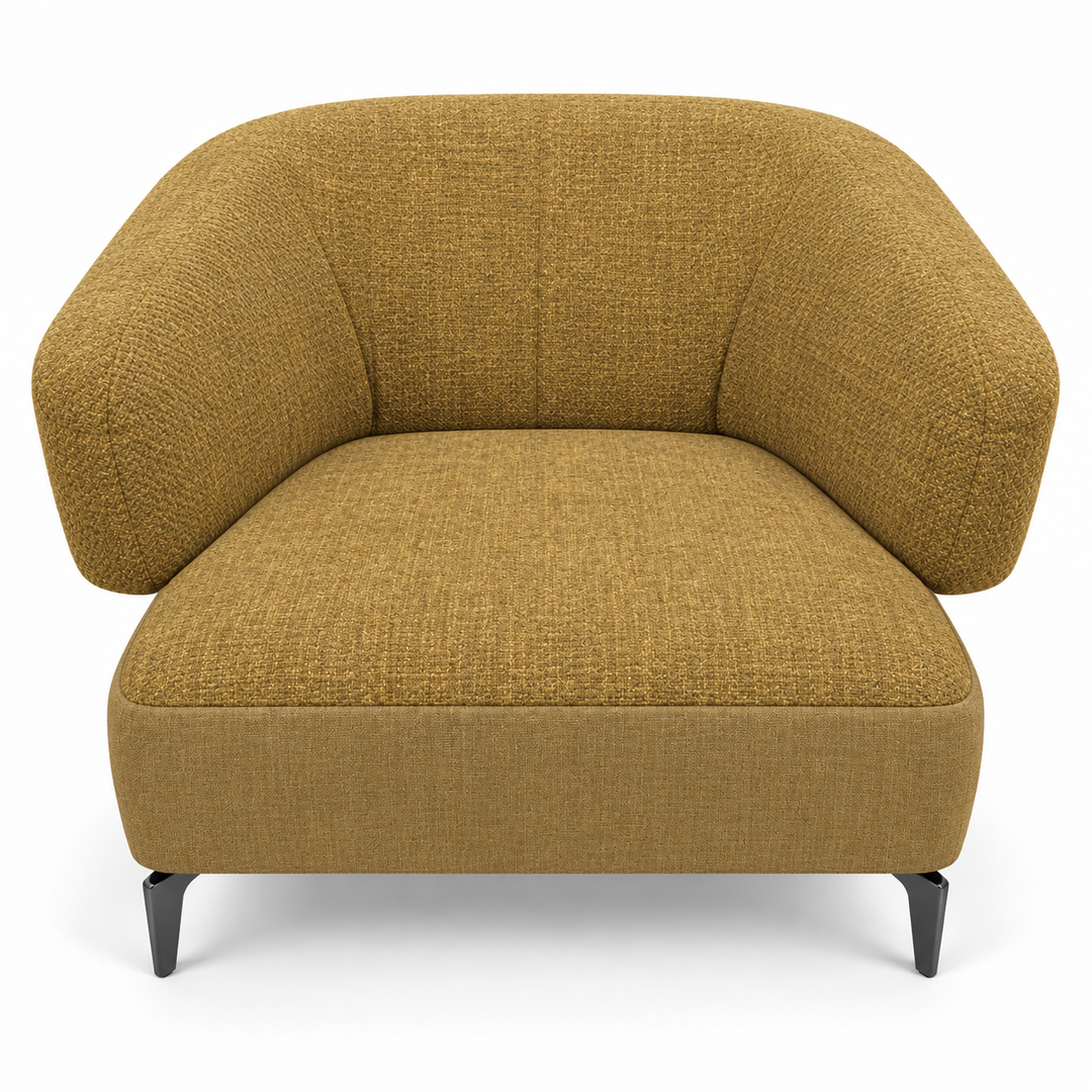Ruby combination 5: top and curved back/arms monelli-65-mustard-olive; lower base lins-68-mustard-gold. Upholstery visualisation.