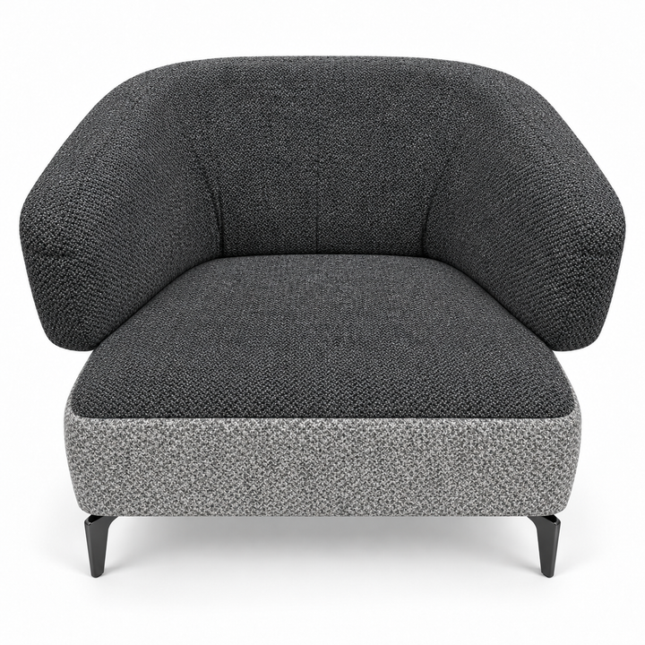 Ruby combination 8: top and curved back/arms puro-16; lower base mora-14-grey. Upholstery visualisation.