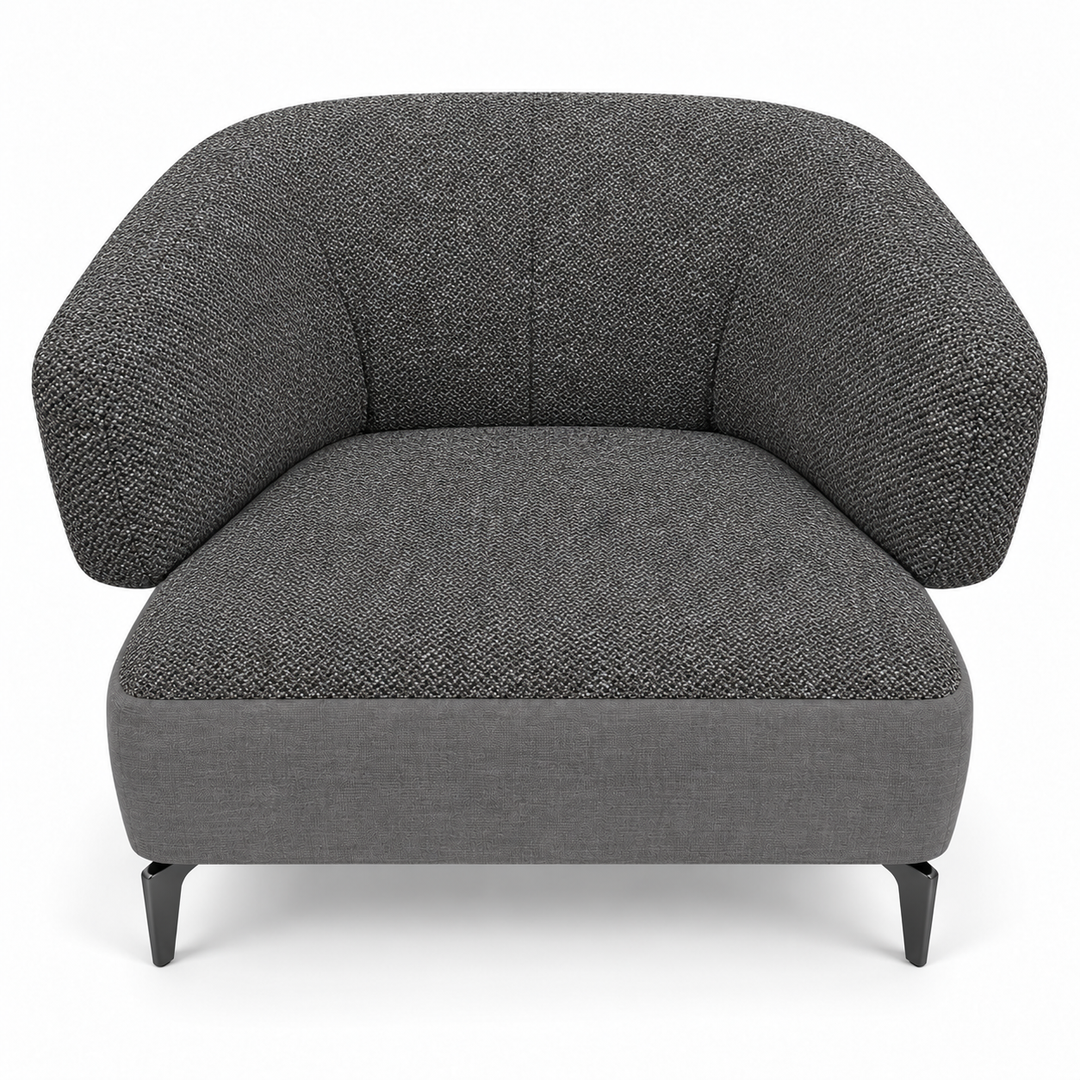 Ruby combination 9: top and curved back/arms puro-43; lower base lins-12-grey. Upholstery visualisation.