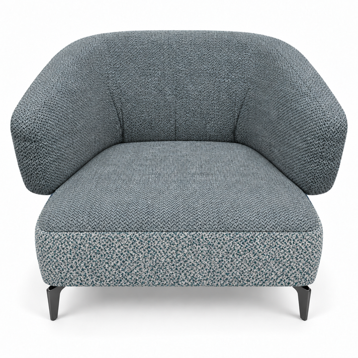 Ruby combination 13: top and curved back/arms puro-83; lower base mora-89-teal-blue. Upholstery visualisation.