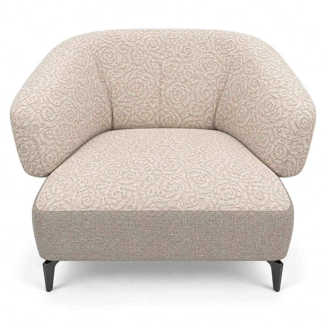 Ruby combination 21: top and curved back/arms reverb-26-cream-beige; lower base mora-24-light-greige. Upholstery visualisation.