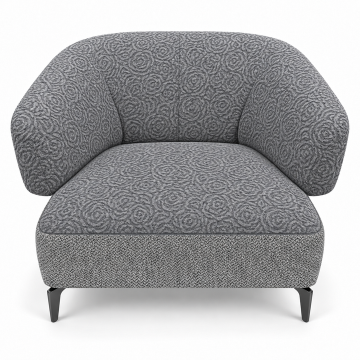 Ruby combination 22: top and curved back/arms reverb-08-cool-grey; lower base mora-14-grey. Upholstery visualisation.