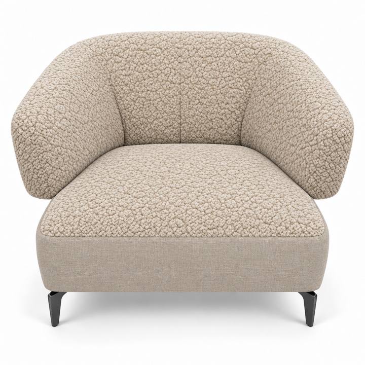 Ruby combination 23: top and curved back/arms mello-28-creamy-beige; lower base lins-25-natural-beige. Upholstery visualisation.