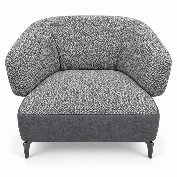 Ruby combination 26: top and curved back/arms mora-14-grey; lower base monelli-10-charcoal-grey. Upholstery visualisation.