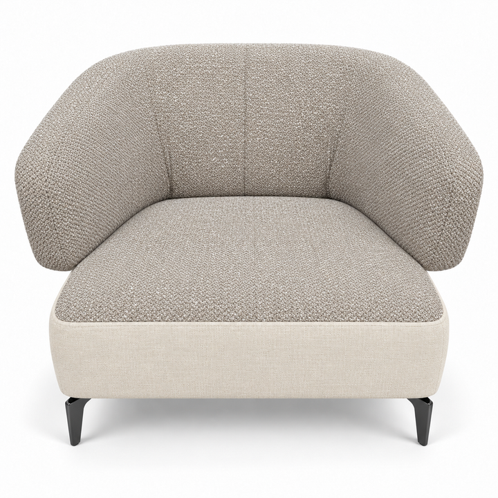 Ruby combination 29: top and curved back/arms mora-24-light-greige; lower base monelli-23-warm-ivory. Upholstery visualisation.