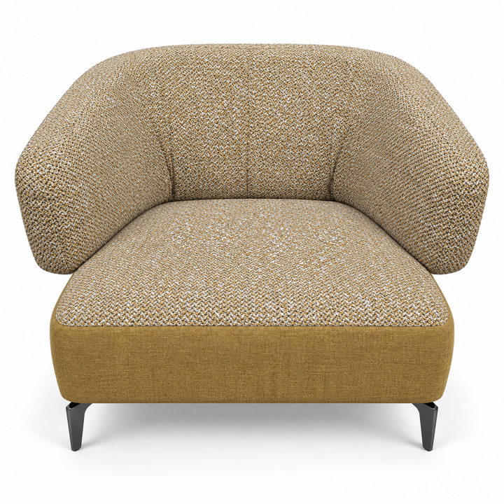 Ruby combination 31: top and curved back/arms mora-68-mustard-gold; lower base monelli-65-mustard-olive. Upholstery visualisation.