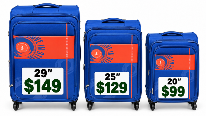 Skybags blue suitcases 29 inch $149 25 inch $129 20 inch $99