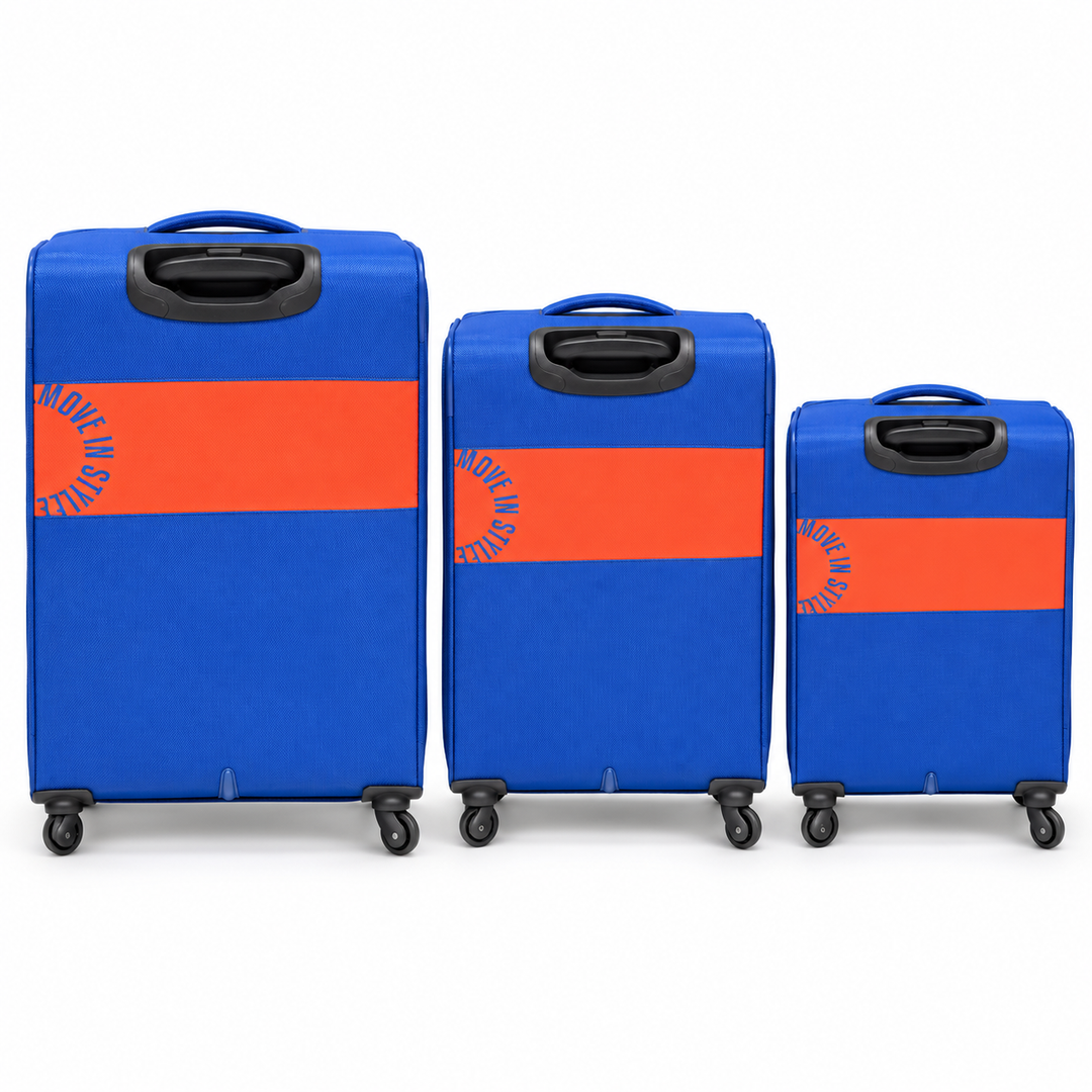 Skybags blue orange suitcase rear views