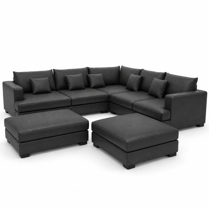 Sofa 02 Custom Upholstery Corner Sofa with 2 Ottomans