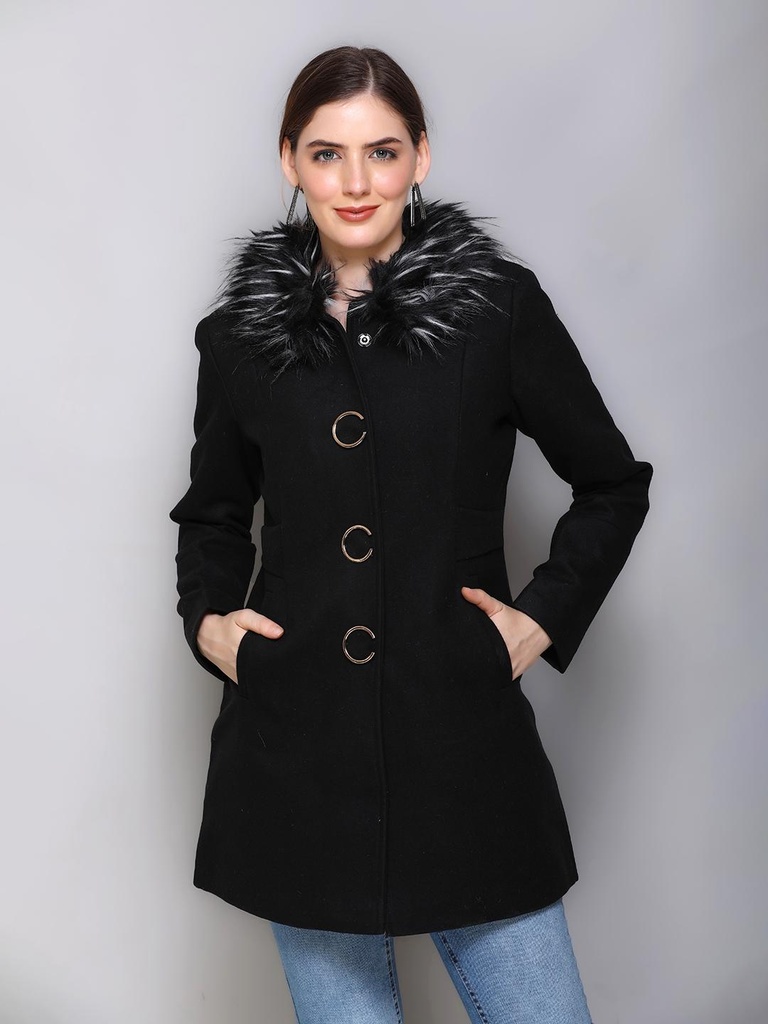 Ladies Long Length Coat - RRBA476-RRBA476-BLACK-L