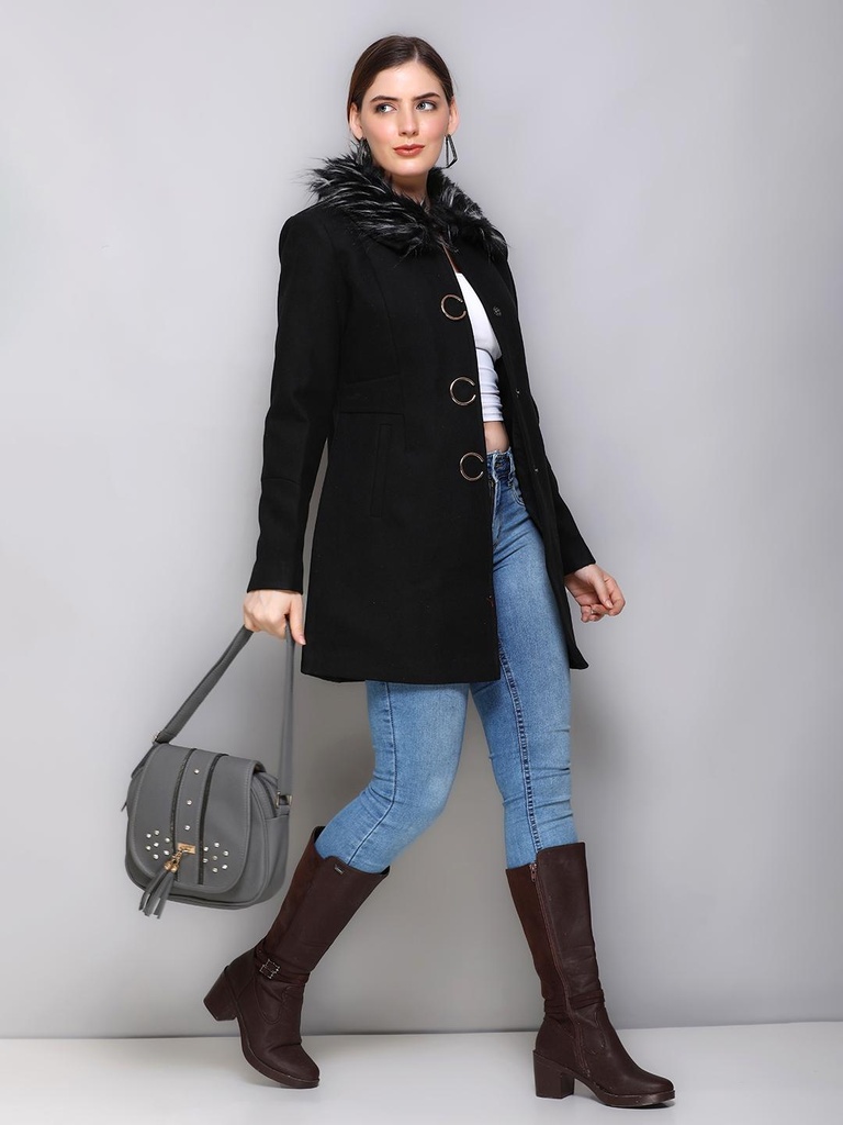 Ladies Long Length Coat - RRBA476-RRBA476-BLACK-L