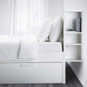 IKEA BRIMNES Bed frame with storage and headboard, white, Luroy. queen size 150x200