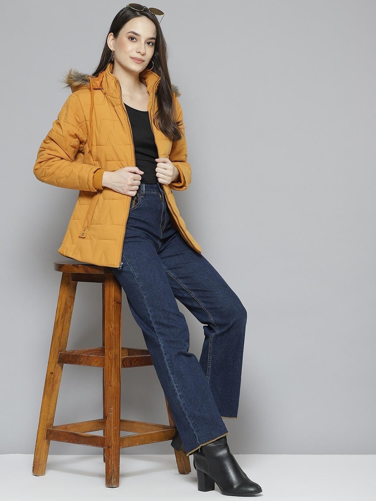 Ladies Medium Length Fancy Jacket - 66286-66286-MUSTARD-L