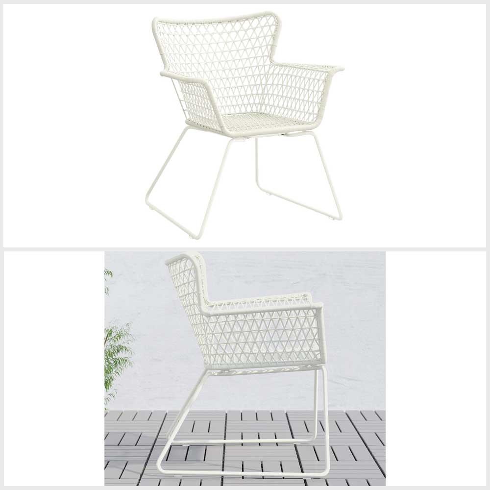 Ikea HOGSTEN Chair with armrests, outdoor white