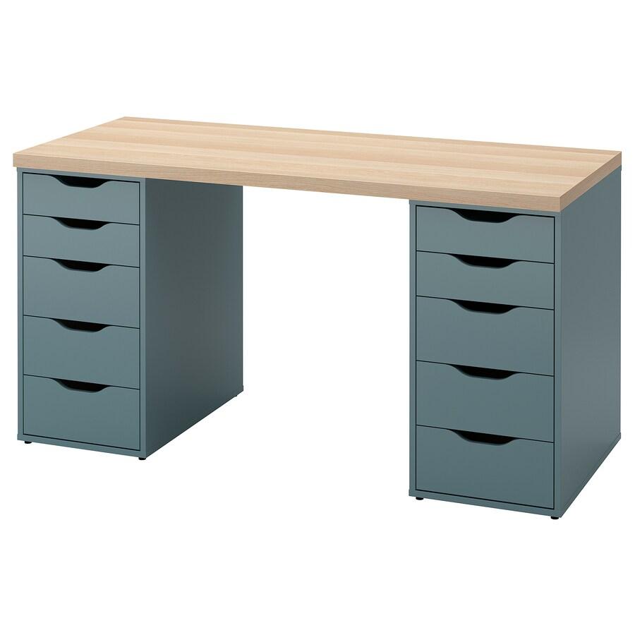 Ikea LAGKAPTEN - ALEX desk white stained oak effect-grey-turquoise 140x60 cm