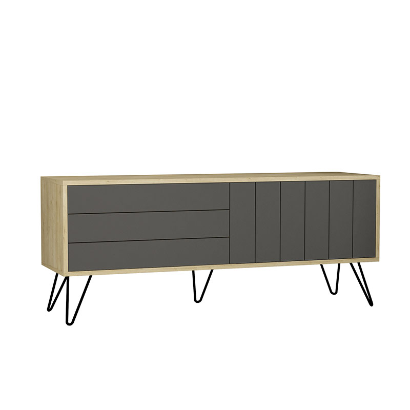 OREGON TV STAND - OAK - ANTHRACITE