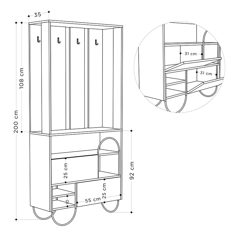 ARMIDALE HALL STAND - OAK - ANTHRACITE