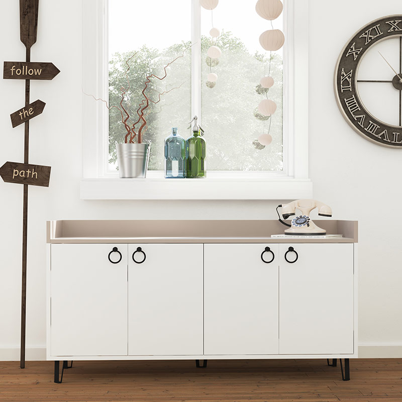 MEMPHIS CONSOLE TABLE - WHITE - LIGHT MOCHA
