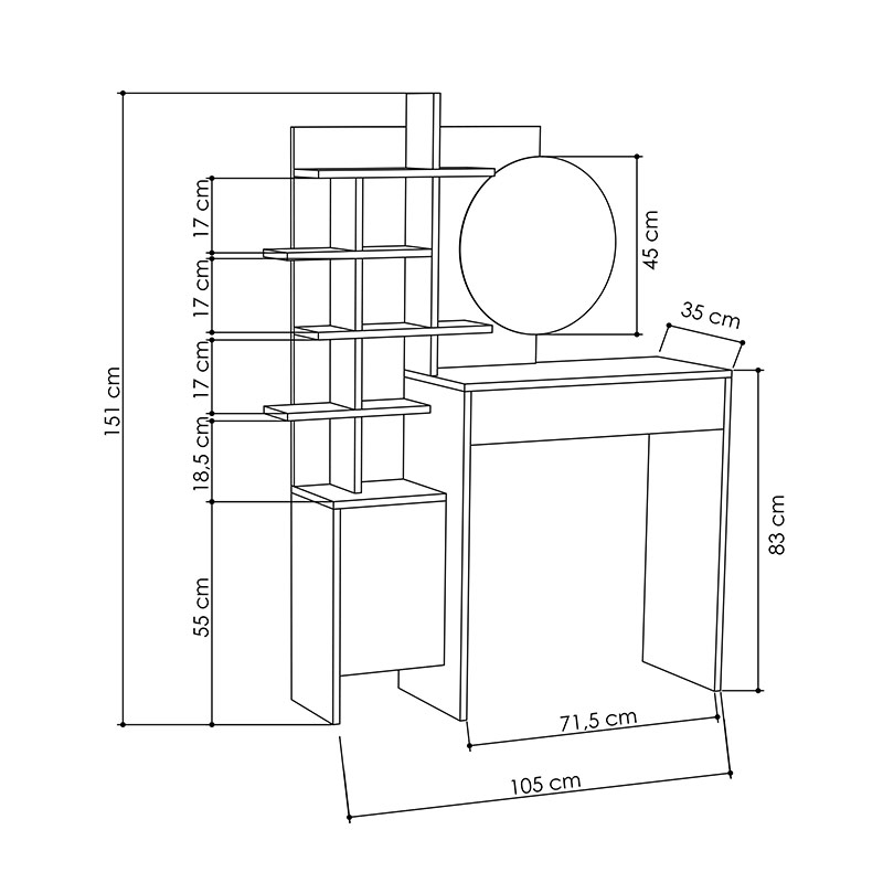GRAFTON DRESSING TABLE - WHITE - WHITE