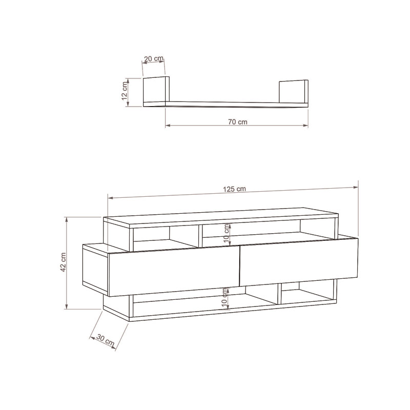 Mugla Tv Stand - White - Oak