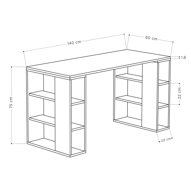 Cankırı Working Table - White - White