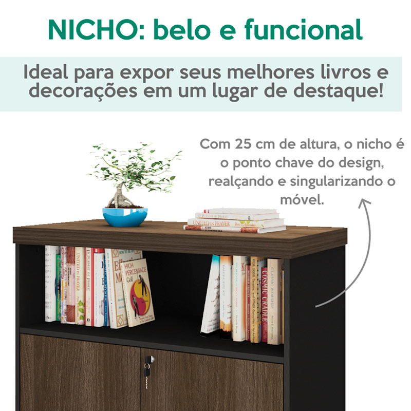  Aguas High Cabinet With Niche - Charuto/ Black