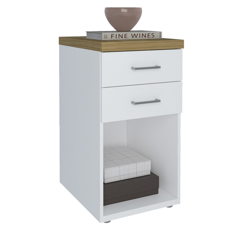  Belo Chest of 2 Drawers - Elm/ White