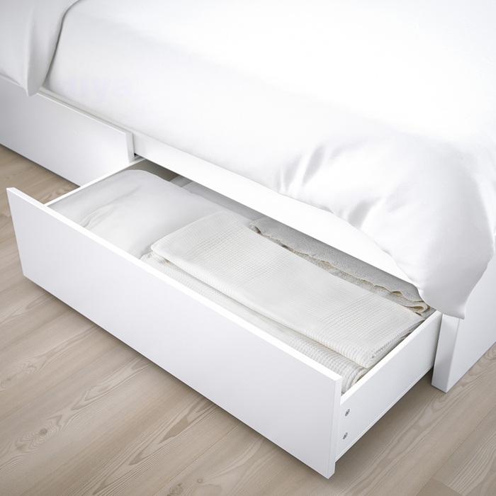 Ikea Malm Queen Bed Frame| 4 Storage Boxes| White
