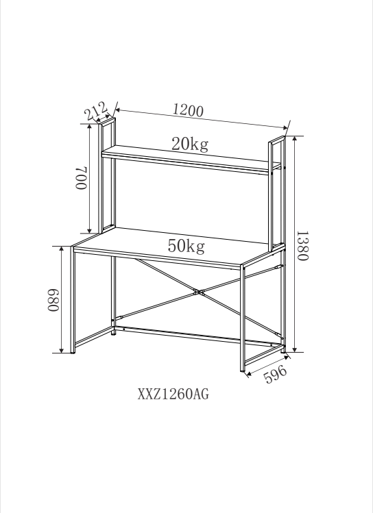 BALI desk with add-on unit,120x60cm