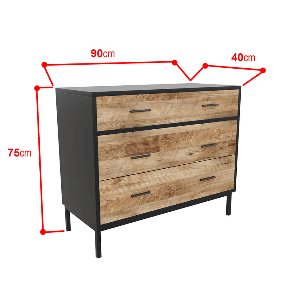 Idiya Fresno Sideboard, Oak and Black