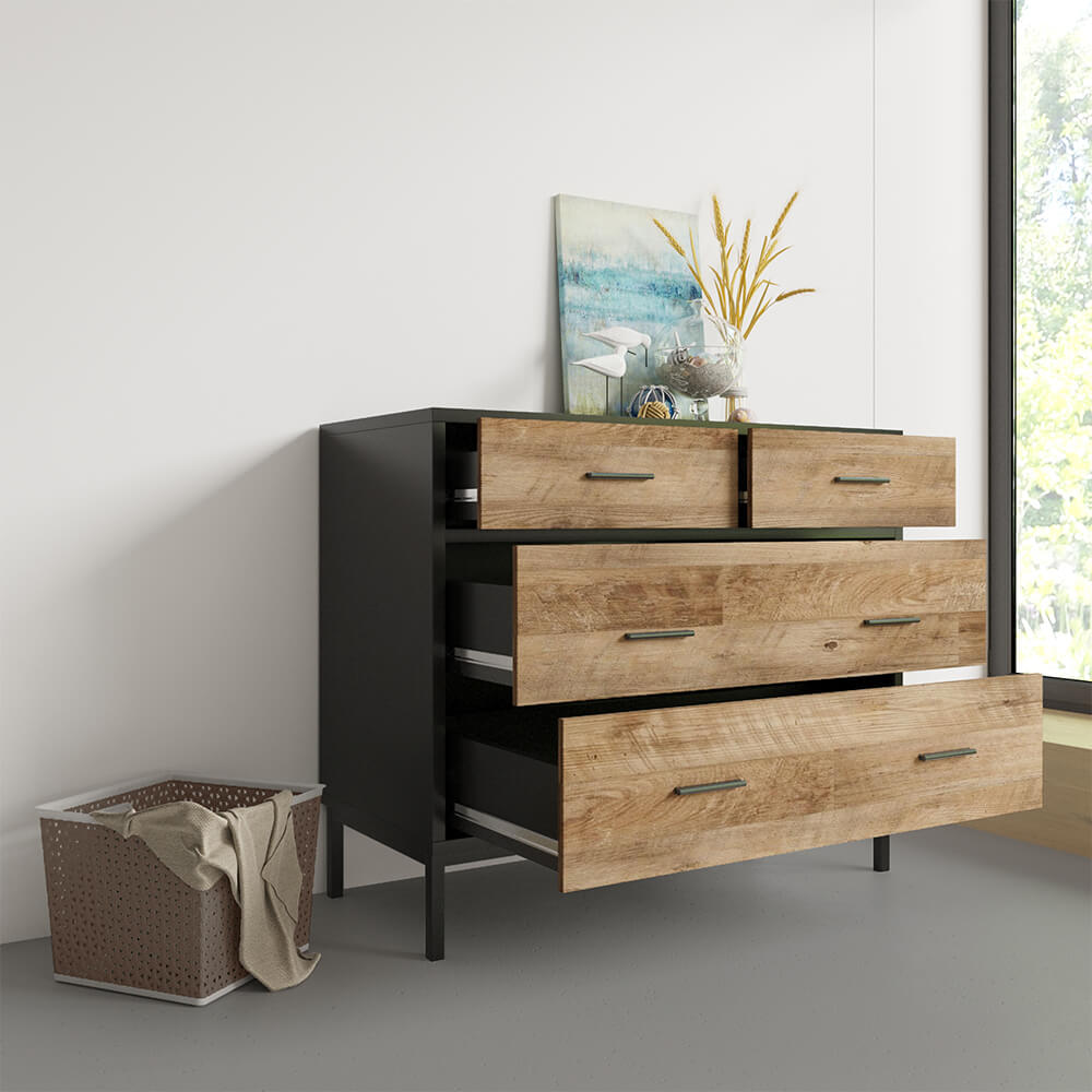 Idiya Fresno Sideboard, Oak and Black