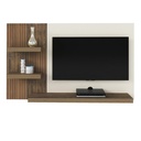 Cambe Tv Wall Panel - Slatted Pine/ Off White