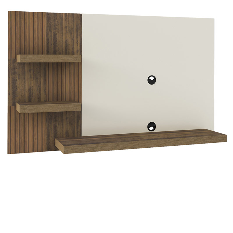 Cambe Tv Wall Panel - Slatted Pine/ Off White