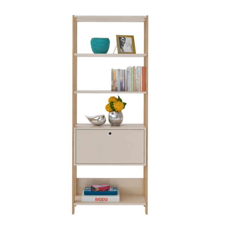 Pouso Bookcase - Off White/ Oak 