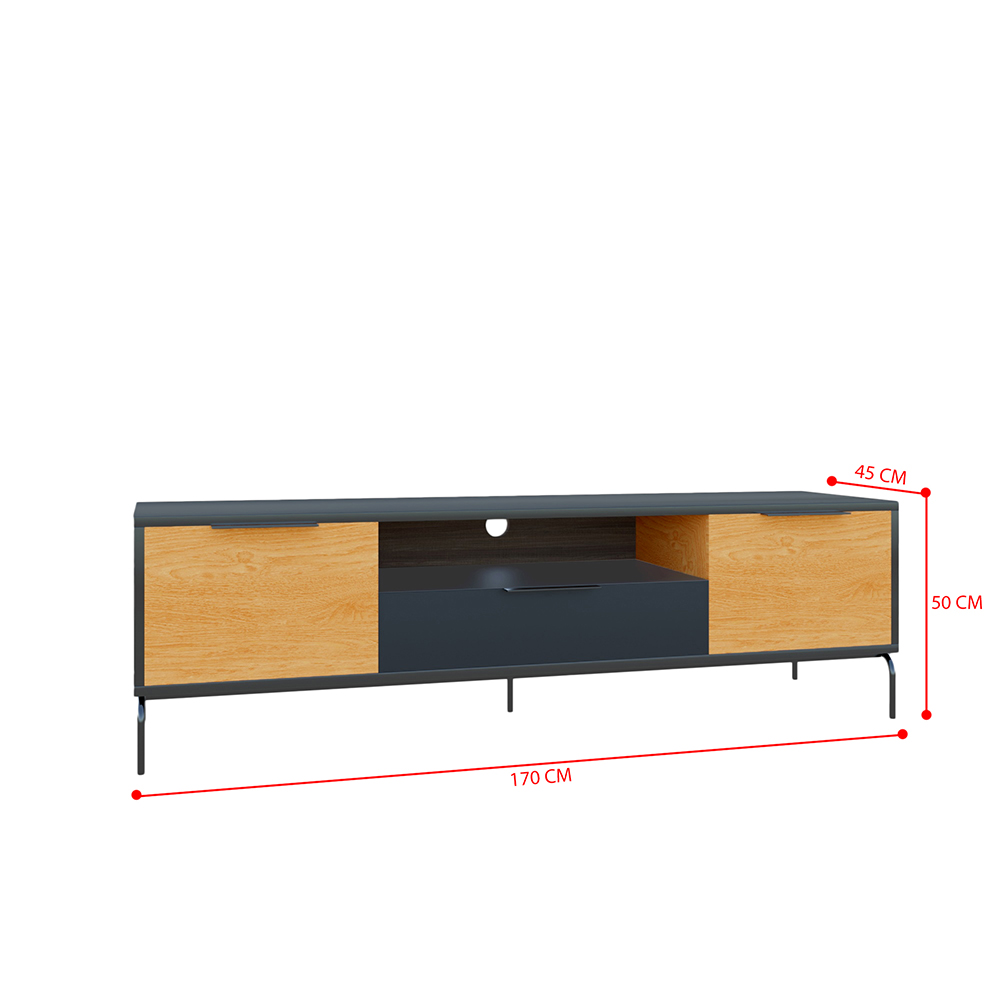 Idiya MINNESSOTA TV cabinet, Black/Oak