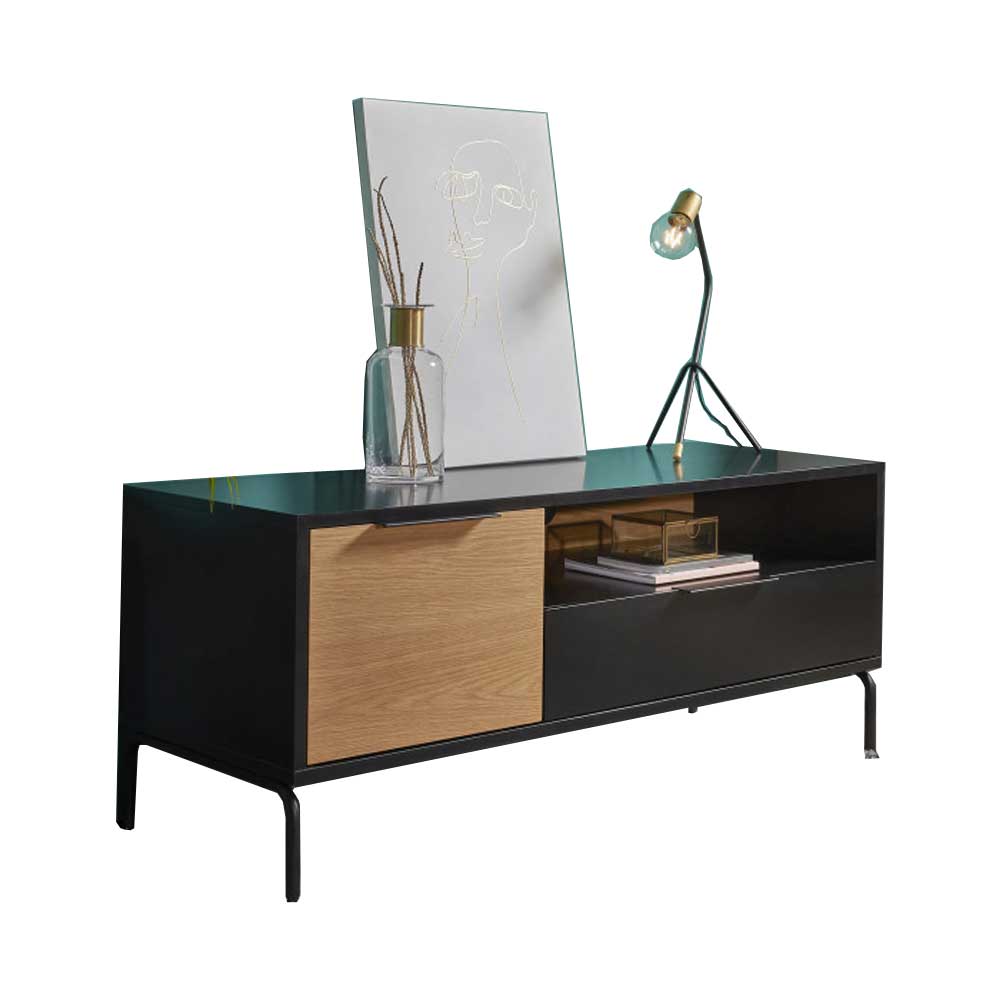 Idiya MINNESSOTA Tv Cabinet, Black/Oak